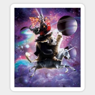 Cat Riding Chicken Turtle Panda Llama Unicorn Sticker